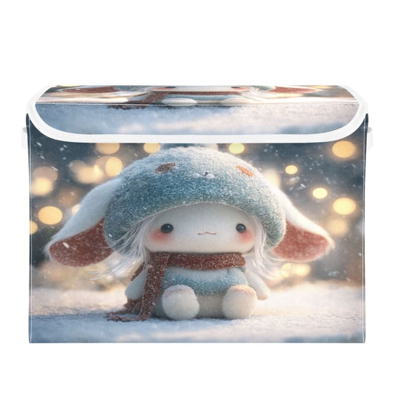 Storage Box With Lid 16.5x12.6x11.8In Lidded Home Storage Bins Foldable Stacked Household Storage Box Christmas Sprite