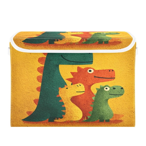 Storage Box With Lid 16.5x12.6x11.8In Lidded Home Storage Bins Foldable Stacked Household Storage Box Colorful Dinosaurs