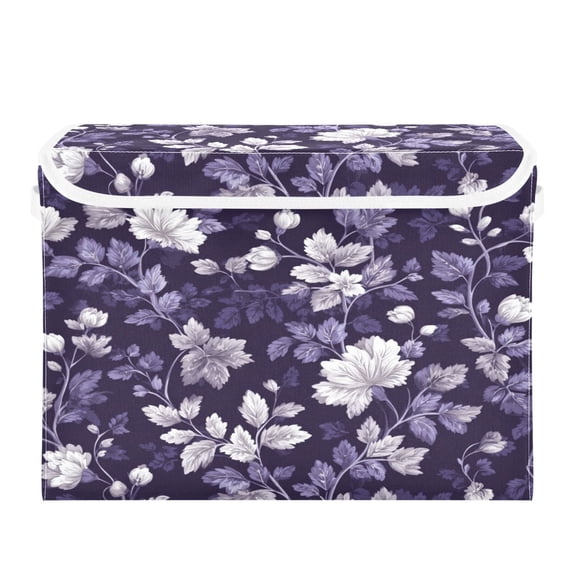 Storage Box With Lid 16.5x12.6x11.8In Lidded Home Storage Bins Foldable Stacked Household Storage Box Colorful Vector Floral Art