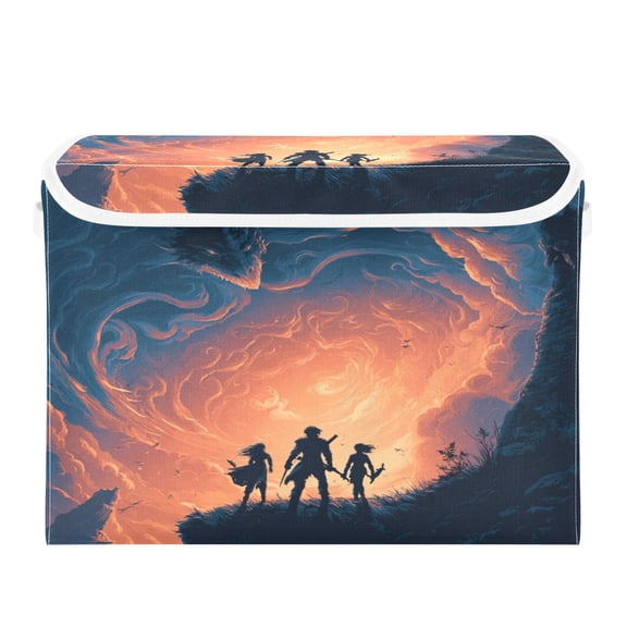 Storage Box With Lid 16.5x12.6x11.8In Lidded Home Storage Bins Foldable Stacked Household Storage Box Fantasy Adventure Game Poster