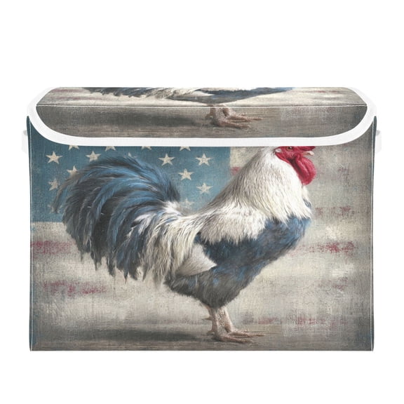 Storage Box With Lid 16.5x12.6x11.8In Lidded Home Storage Bins Foldable Stacked Household Storage Box Fierce Rooster