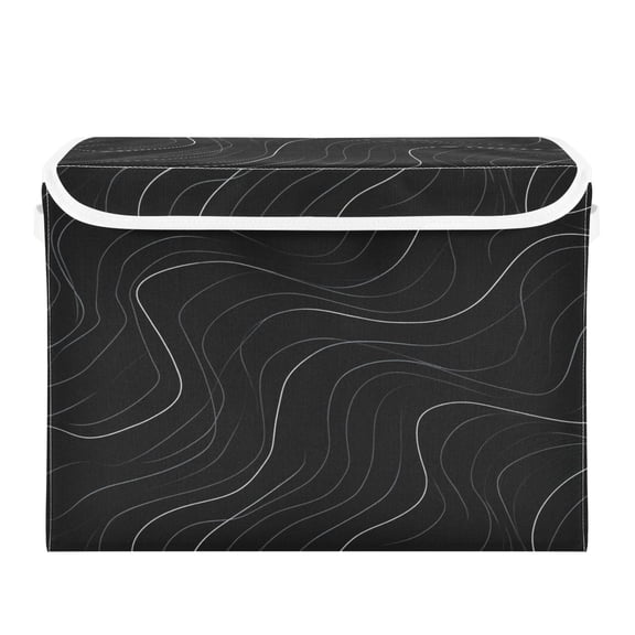 Storage Box With Lid 16.5x12.6x11.8In Lidded Home Storage Bins Foldable Stacked Household Storage Box Flat Geometric Vector