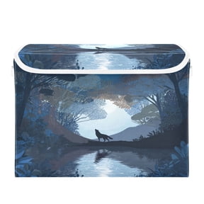 Storage Box With Lid 16.5x12.6x11.8In Lidded Home Storage Bins Foldable Stacked Household Storage Box Flat Vector Animal Silhouette