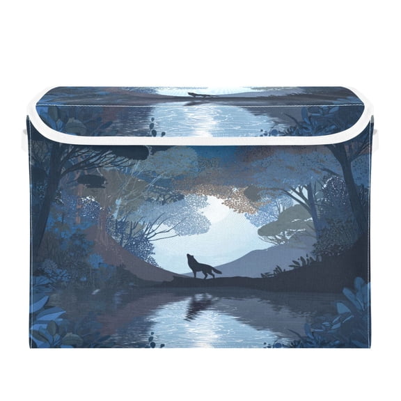 Storage Box With Lid 16.5x12.6x11.8In Lidded Home Storage Bins Foldable Stacked Household Storage Box Flat Vector Animal Silhouette