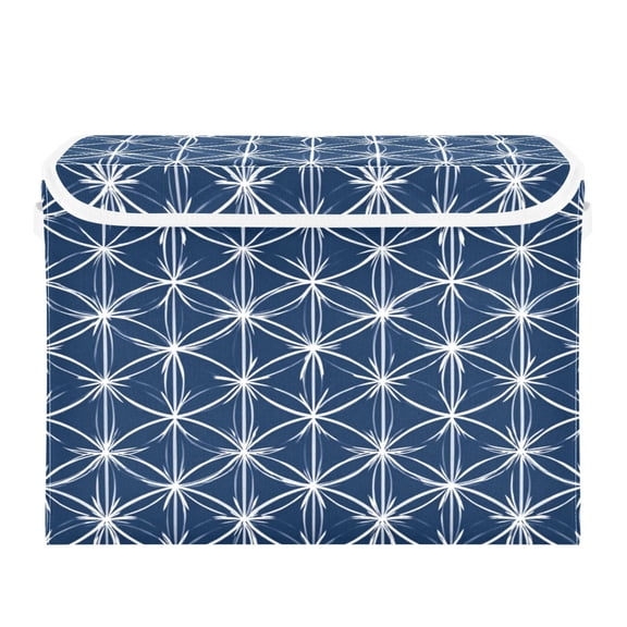 Storage Box With Lid 16.5x12.6x11.8In Lidded Home Storage Bins Foldable Stacked Household Storage Box Geometric Vector with