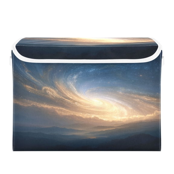 Storage Box With Lid 16.5x12.6x11.8In Lidded Home Storage Bins Foldable Stacked Household Storage Box Golden Galaxy