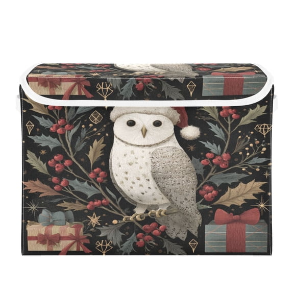 Storage Box With Lid 16.5x12.6x11.8In Lidded Home Storage Bins Foldable Stacked Household Storage Box Magical Christmas Cute Owl