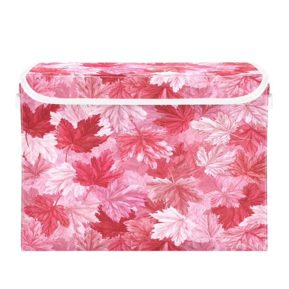 Storage Box With Lid 16.5x12.6x11.8In Lidded Home Storage Bins Foldable Stacked Household Storage Box Maple Leaf