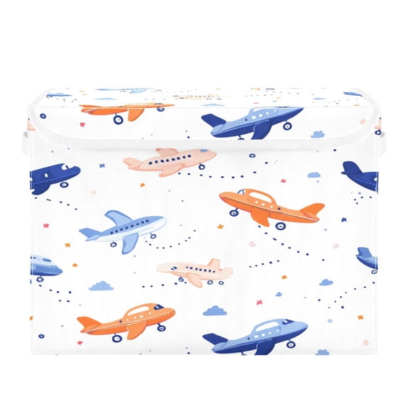 Storage Box With Lid 16.5x12.6x11.8In Lidded Home Storage Bins Foldable Stacked Household Storage Box Seamless Orange Fish Pattern