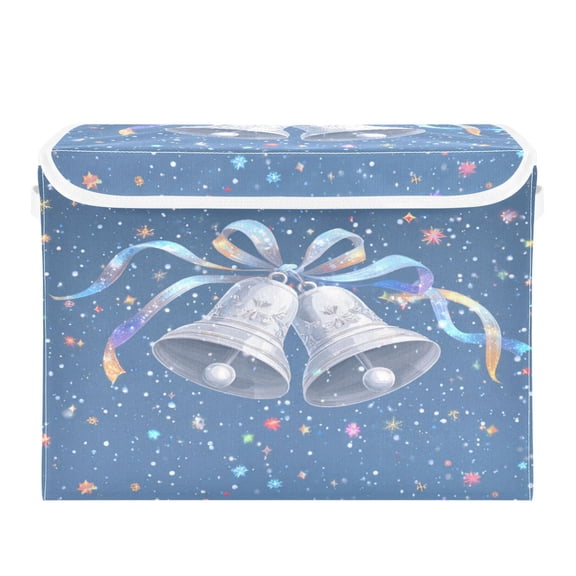Storage Box With Lid 16.5x12.6x11.8In Lidded Home Storage Bins Foldable Stacked Household Storage Box Silver Bell