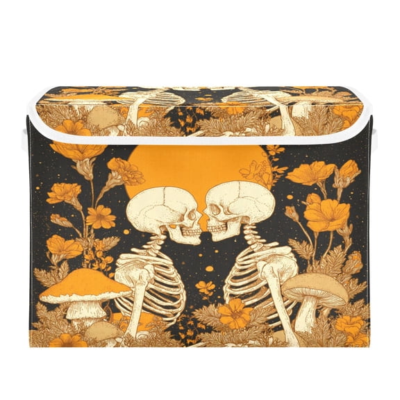 Storage Box With Lid 16.5x12.6x11.8In Lidded Home Storage Bins Foldable Stacked Household Storage Box Skeleton under The Moonlight