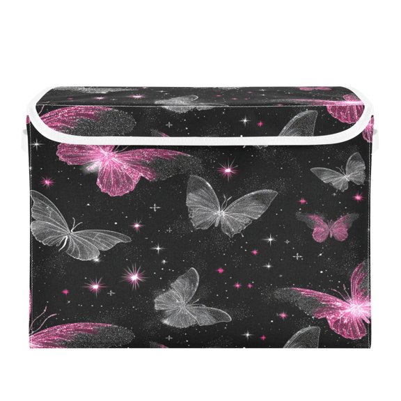 Storage Box With Lid 16.5x12.6x11.8In Lidded Home Storage Bins Foldable Stacked Household Storage Box Soft Pink Haze Texture