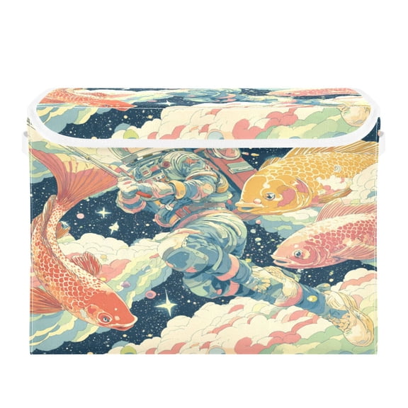 Storage Box With Lid 16.5x12.6x11.8In Lidded Home Storage Bins Foldable Stacked Household Storage Box Space Suit Anime