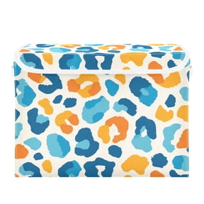 Storage Box With Lid 16.5x12.6x11.8In Lidded Home Storage Bins Foldable Stacked Household Storage Box Vector Blue Spot Pattern