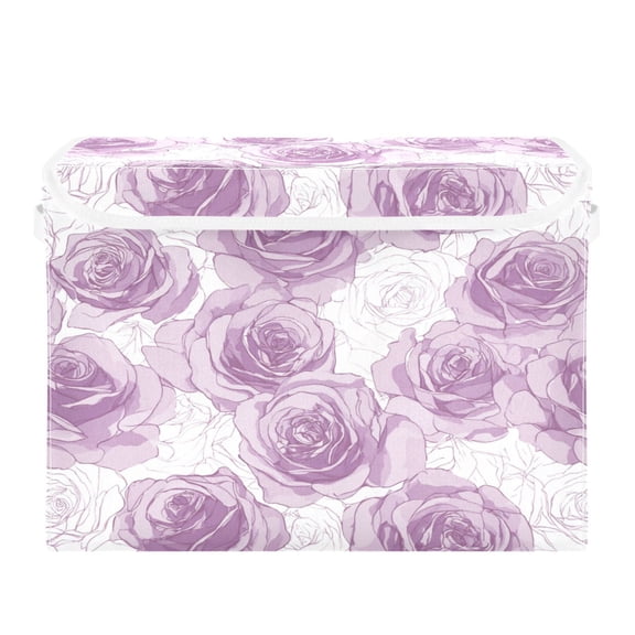 Storage Box With Lid 16.5x12.6x11.8In Lidded Home Storage Bins Foldable Stacked Household Storage Box Vector Illustration Rose