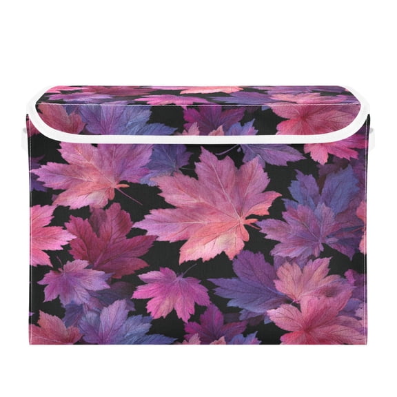 Storage Box With Lid 16.5x12.6x11.8In Lidded Home Storage Bins Foldable Stacked Household Storage Box Watercolor Maple Leaf