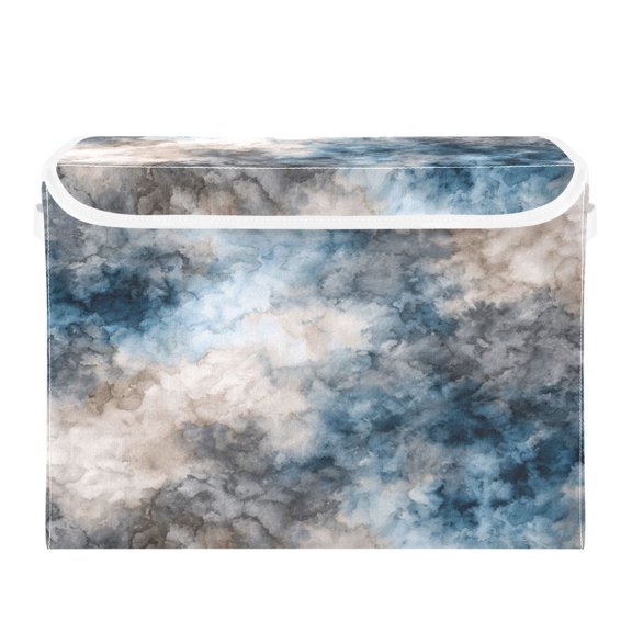 Storage Box With Lid 16.5x12.6x11.8In Lidded Home Storage Bins Foldable Stacked Household Storage Box Watercolor Tie-dyel