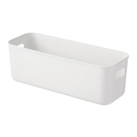 Storage Box with Handles, Large Kitchen Accessories Storage, Kitchen Organiser, Desktop Drawer, Makeup Container , White, 28x10x9.5cm long