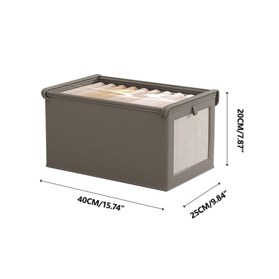 Storage Box with Lid - Cloth Window Visible Fabric Clothing Storage Box for Home Storage and Organization, 40 x 25 x 20 cm