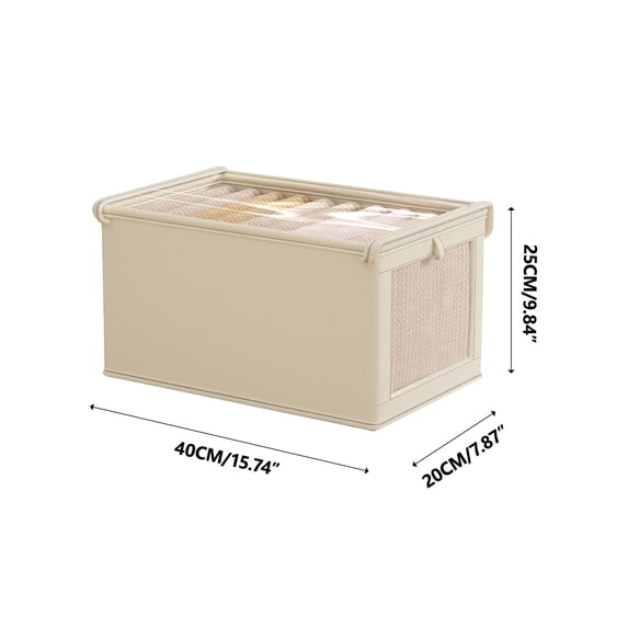Storage Box with Lid - Cloth Window Visible Fabric Clothing Storage Box for Home Storage and Organization, 40 x 25 x 20 cm