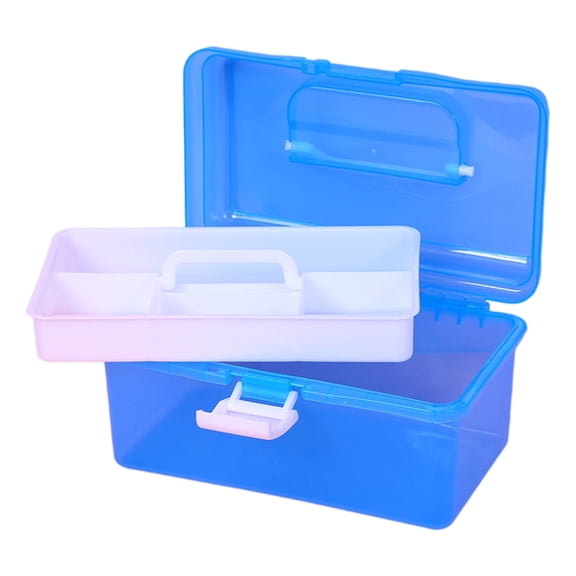 Storage Box with Removable Tray Space Saving Stationerys Container Practical Clear Box for Organizing Sewing Supplies