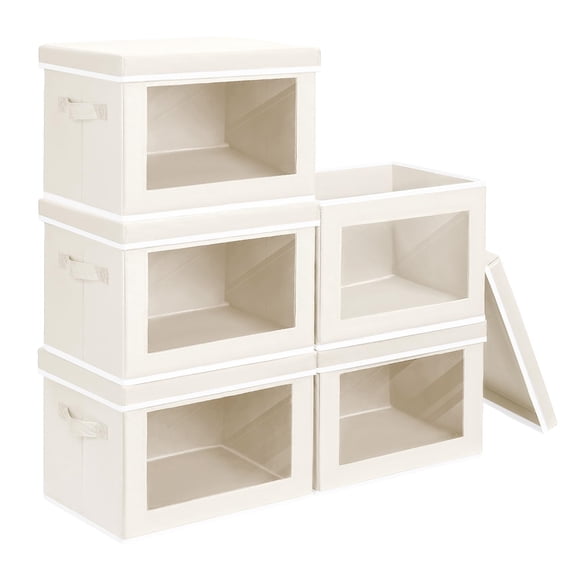 Storage Boxes Beige L(5-Pack) Foldable Closet Organizer - Walmart.com