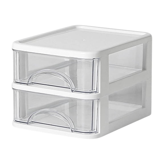Storage Boxes, Desk Organizer ,with Clear Drawers Small Storage Drawers Containers Multi-layer Storage ,for Stationery and Small Items, Bedroom Organization(2 layers White)