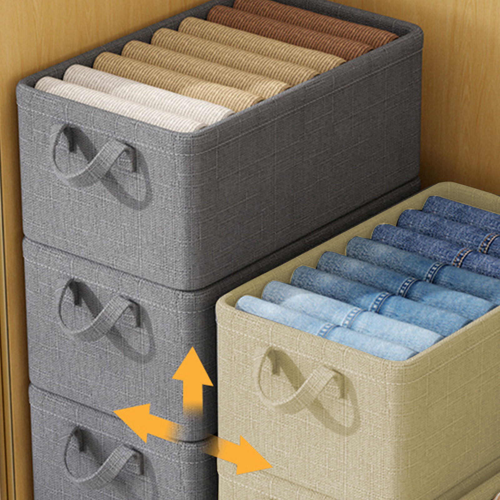 Storage Boxes With Double Lids And Handles- Foldable Linen Storage Bins ...