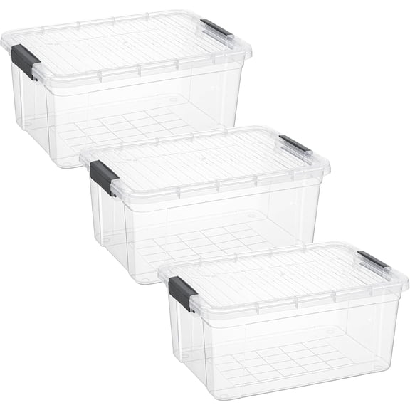 Storage Boxes with Lids - 3-Pack, 21-Quart Clear Storage Boxes, Stackable Plastic Containers - BPA-Free, Non-Toxic and Odorless, Suitable for Home, Office, Dorm Room