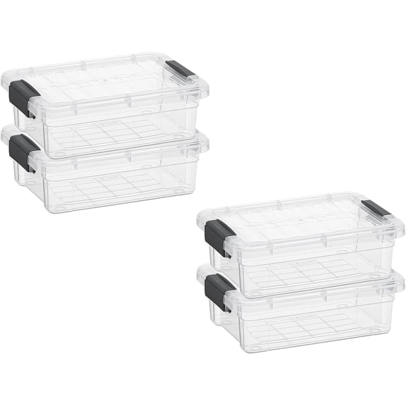 Storage Boxes with Lids - 4-Pack, 7.4 Quart Clear Storage Boxes, Stackable Plastic Containers - BPA-Free, Non-Toxic and Odorless, Suitable for Home, Office, Dorm Room Organization