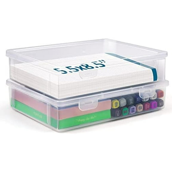Storage Boxes for 5in x 8in Legal Pads, Washi Tape Organizer, A5 Paper Storage Bin, 5 x 8 Inches Index Card Box- 2 Pack$$Office