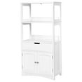 thumbnail image 1 of Storage Cabinet, 24" L x 13" W x " H Floor Cabinet with 2 Shelves, 1 Drawer and a 2-Door Base Cupboard, Microwave Cart with Storage Cabinet for Kitchen, Bathroom, Home Office (White), 1 of 9