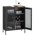 Storage 3Tier Buffet Sideboard, Steel Frame, Wooden Tabletop