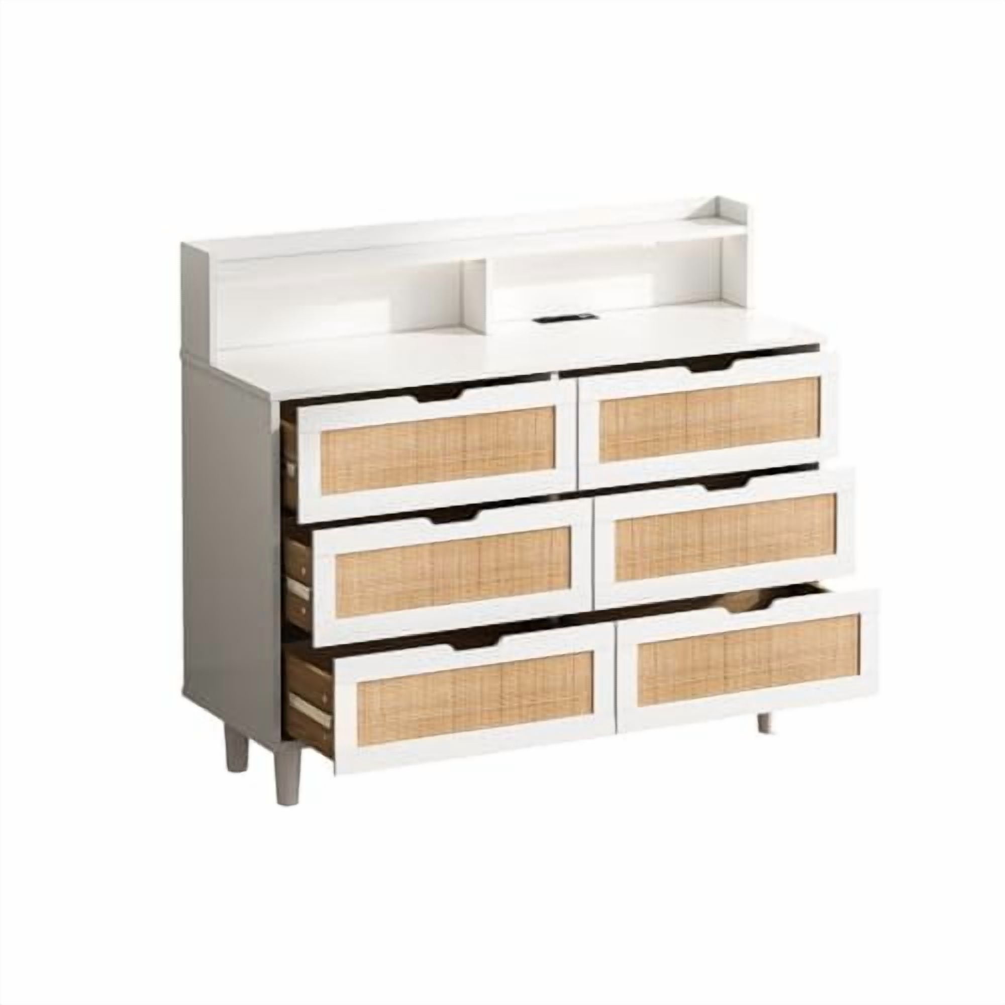 Storage Cabinet 6 Drawer Dresser For Bedroom, Modern Wood Chest Of ...
