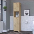 thumbnail image 1 of Storage Cabinet, 68” Linen Cabinet with 2 Doors, 4 Concealed & 1 Open Shelf | Engineered Wood | Beige, 1 of 11