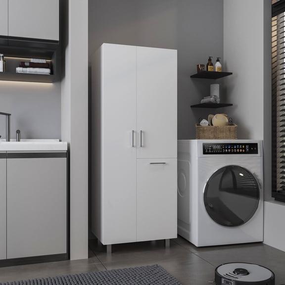 Storage Cabinet 70.9" H, 2 Doors, 1 Drawer, 3 Shelves, 4 Legs, White - Kitchen