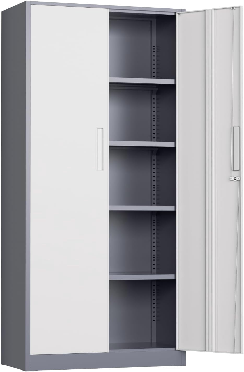 Storage Cabinet, 72” Steel Locking Closet with Doors and 4 Adjustable ...