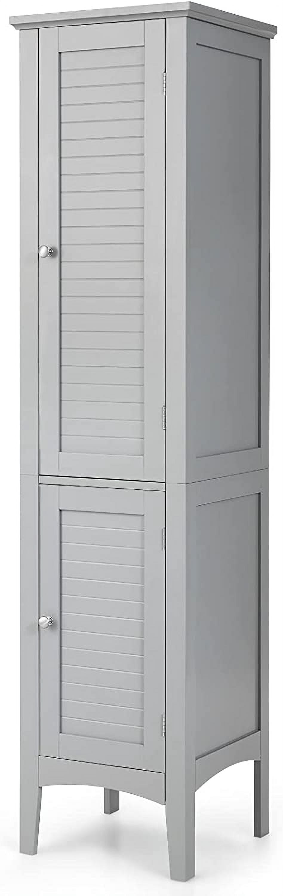 Storage Cabinet Bathroom High Cabinet with 5 Tier Storage Shelves, Freestanding Slim Cabinet ...