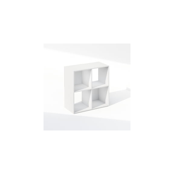 Storage Cabinet Bookcase - 4 Cube Organizer Shelf, White - 11.7"D x 11.7"W x 23.7"H