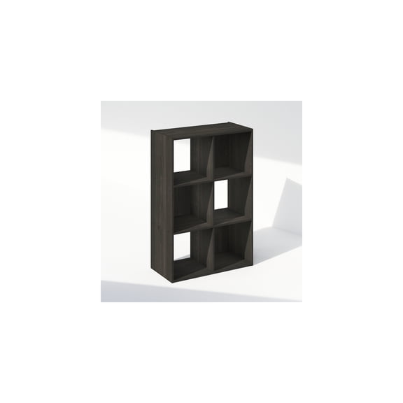 Storage Cabinet Bookcase - 6 Cube Organizer Shelf, Espresso - 11.7"D x 11.7"W x 23.7"H