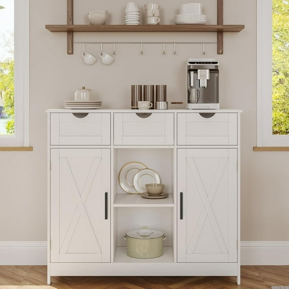 Storage Cabinet, Coffee Bar Cabinet with Adjustable Shelves for Bathroom, Kitchen, Living Room