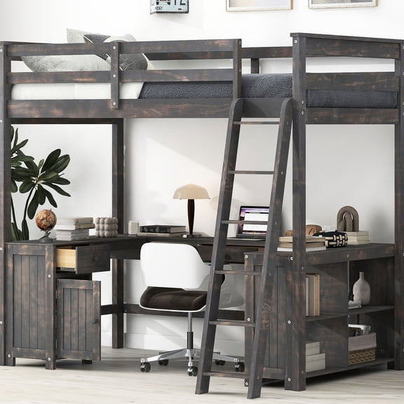 Storage Cabinet & Drawers - Full Size Loft Bed for Organizing Belongings