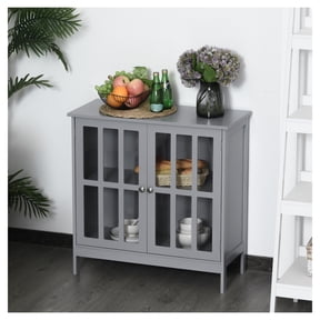 Storage Cabinet, Gray Buffet Sideboard with Doors, Kitchen Hallway Living Room Credenza, Modern Accent Cabinet, 31.5" Wide