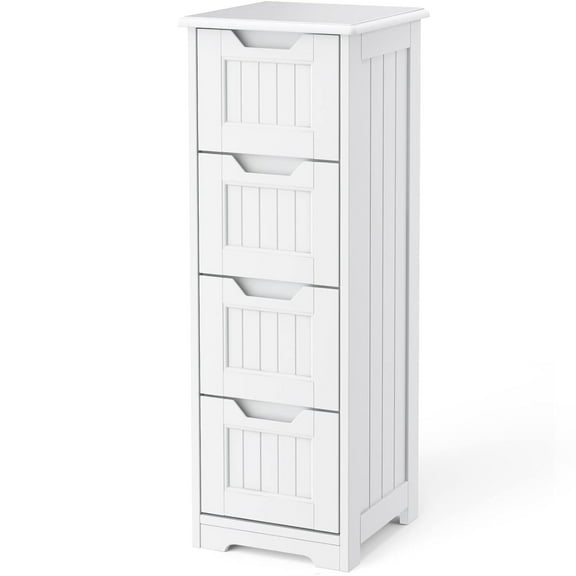 Storage Cabinet, Lofka 33" Small Bathroom Floor Cabinet with 4 Drawers, White