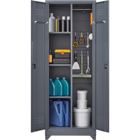Storage Cabinet,Metal Locking Cabinets with Doors and Shelves,Functional Garage Storage Cabinet for Garage, Home Office,Gray