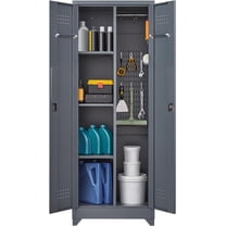 Storage Cabinet,Metal Locking Cabinets with Doors and Shelves,Functional Garage Storage Cabinet for Garage, Home Office,Gray
