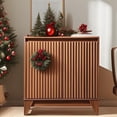 thumbnail image 1 of UPGO 31'' Modern Farmhouse Sideboard Buffet Cabinet with Storage, Fluted Panel Doors & Adjustable Shelves (brown), 1 of 13