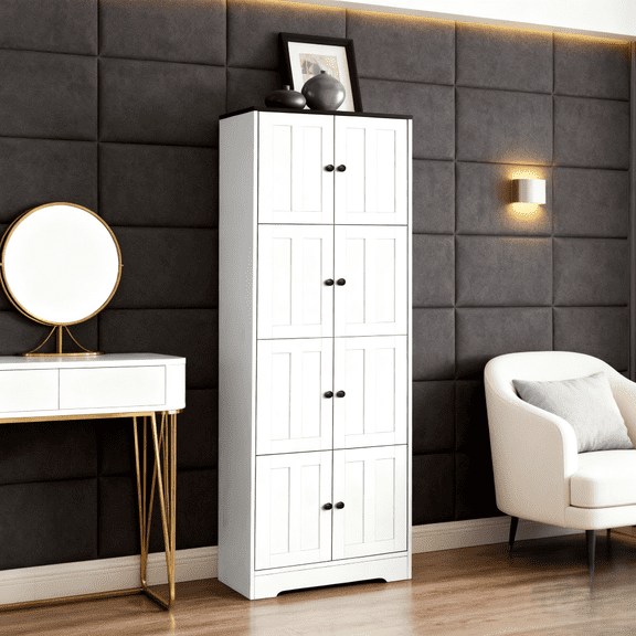 Storage Cabinet , Modern Freestanding Wall Cabinet, Multi-Purpose Organizer for Living Room, Kitchen, Office, Bedroom & Bathroom