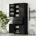 thumbnail image 1 of Storage Cabinet with Multi-Functional Storage Space, 2 Drawers with Slide Rails and Adjustable Shelf for Kitchen, Bathroom, Dining Room, Living Room, Black, 1 of 9
