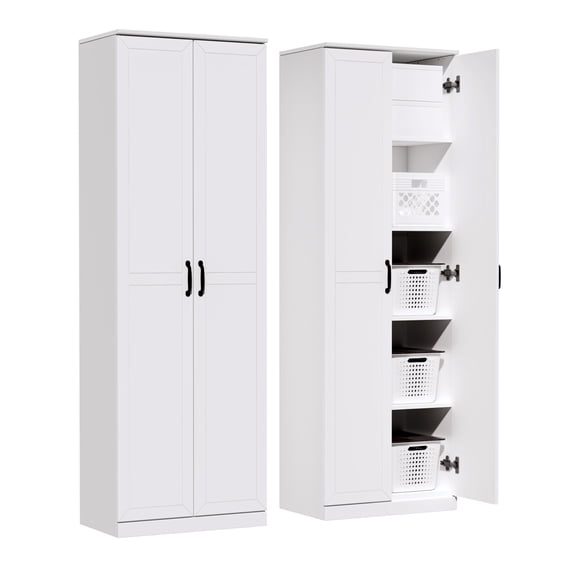 NEWADARA 71" Tall Pantry Cabinet/Storage Cabinet, Wood Cupboard with 2 Door and 3 Adjustable Shelves for Kitchen, Dining Room, Living Room, Bathroom